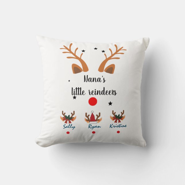 Personalised Grandma's little reindeer  Cushion (Front)