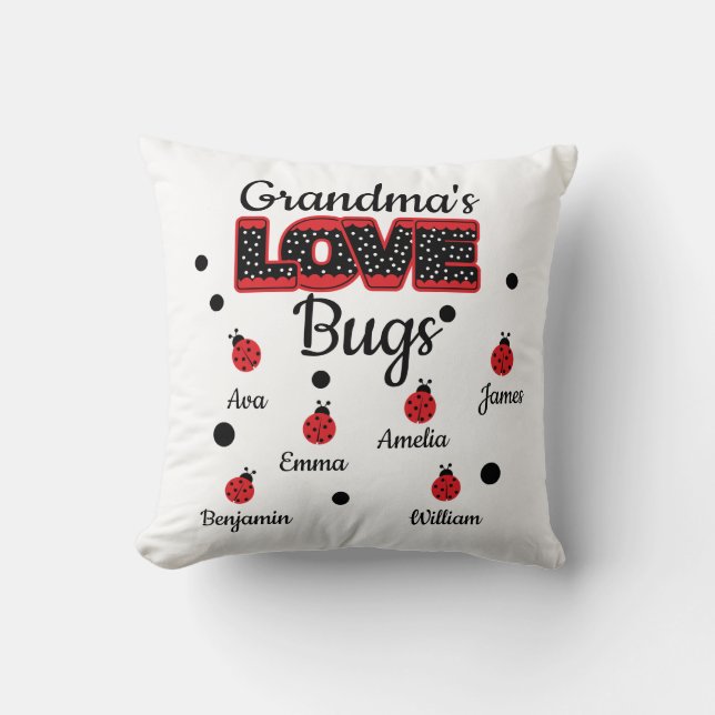 Personalised Grandma's Love Bug Cushion (Front)