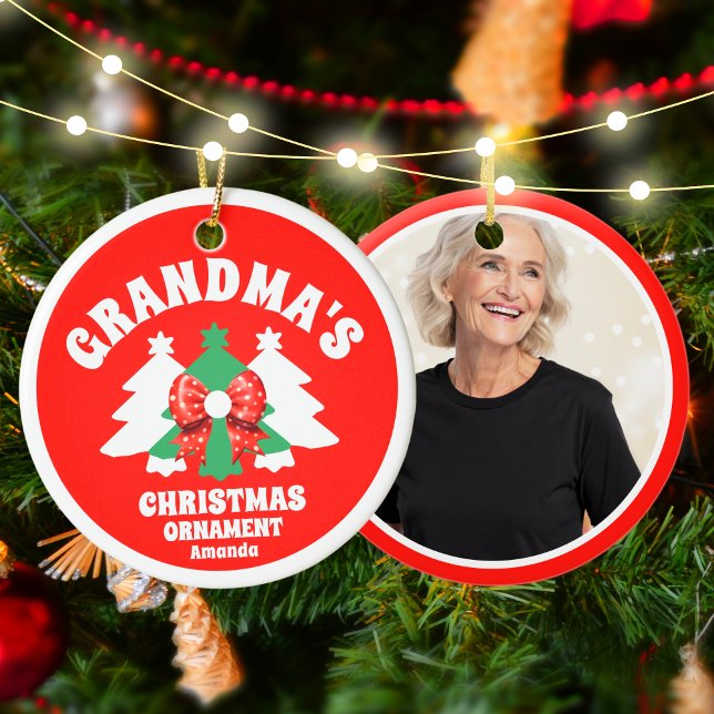 Personalised Grandma's Photo Christmas Tree Ceramic Ornament (Creator Uploaded)