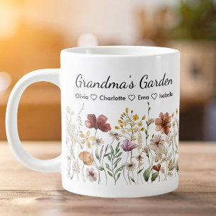 Personalised Grandma's Pretty Wildflower Garden Large Coffee Mug
