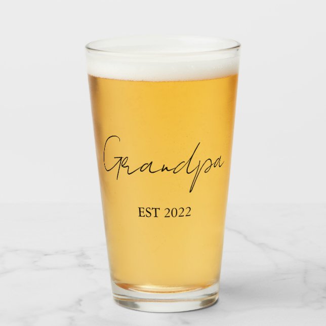 Personalised Grandpa Beer Glass – Established Year (Front Filled)
