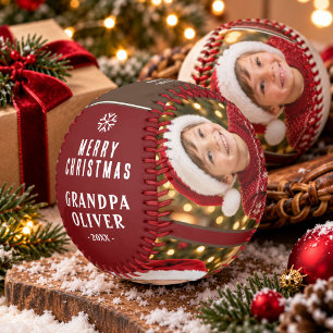 Personalised Grandpa Christmas 3 Photo Keepsake Baseball