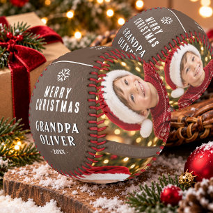 Personalised Grandpa Christmas 3 Photo Keepsake Baseball