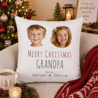 Personalised Grandpa Christmas Gift 2 Photo Cushion