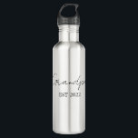 Personalised “Grandpa Est. [Year]” Water Bottle<br><div class="desc">Celebrate the year he became a grandpa with this custom “Grandpa Est. [Year]” water bottle, the perfect blend of sentimental and practical. Whether he’s a first-time grandpa or a seasoned pro, this sleek and durable bottle makes a thoughtful gift he’ll use and appreciate every day. 💧 Features: Personalised with the...</div>