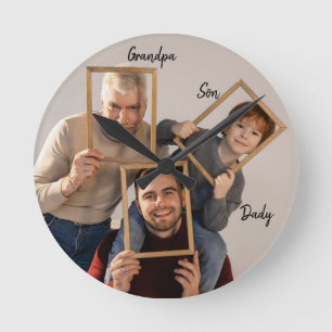 Personalised Grandpa Father Son  Round Clock