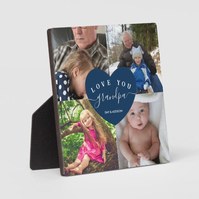 Personalised Grandpa Gifts Family Photo Collage Plaque (Front)