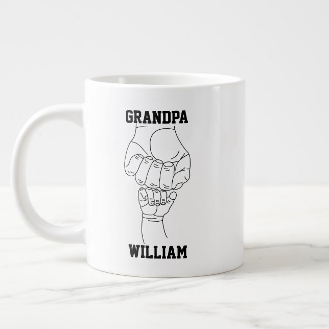 Personalised Grandpa Grandchild Gift Grandfather Large Coffee Mug (Left)