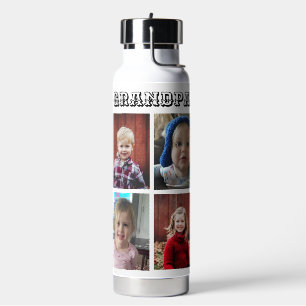 Personalised Grandpa   Grandkids Photos Water Bottle