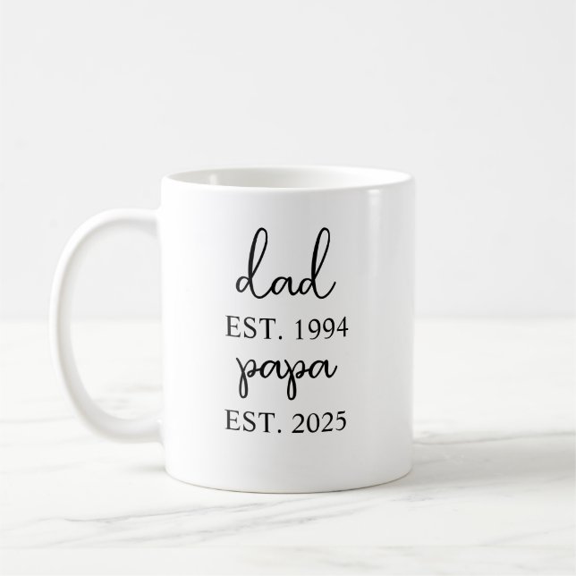 Personalised Grandpa Mug- Est 2025 Gift New Grandp Coffee Mug (Left)