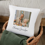Personalised Grandpa Photo Gift Cushion<br><div class="desc">Add warmth to Grandpa’s favourite chair with this custom photo throw pillow. Featuring a cherished photo and the sweet personalisation “Olivia’s Grandpa, ” this pillow makes a meaningful gift for Father’s Day, birthdays, or just to say “I love you.” Soft, stylish, and heartfelt — it’s a cosy keepsake he’ll be...</div>