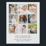 Personalised Grandparents' Photo Collage Faux Canvas Print<br><div class="desc">This 9-photo collage on faux canvas is a beautiful gift for grandmas and grandpas. Just add your photos and the grandchildren's names. All text is easy to edit.</div>