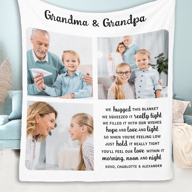 Personalised Grandparents Quote Photo Collage Fleece Blanket (Creator Uploaded)