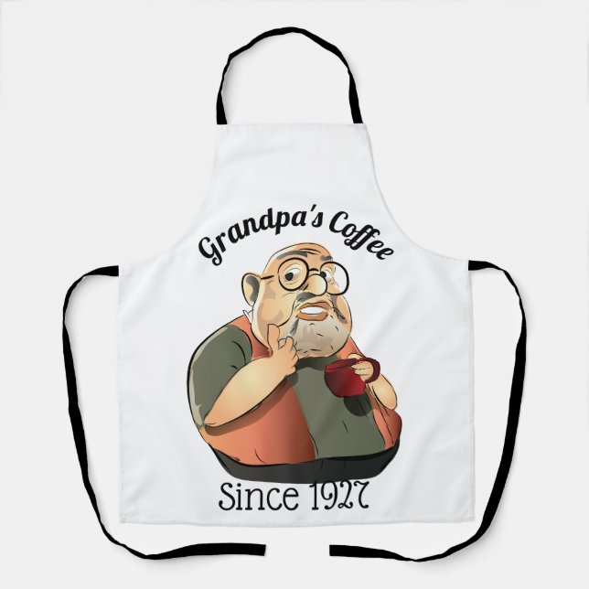 Personalised Grandpa's Coffee Shop Sign apron (Front)
