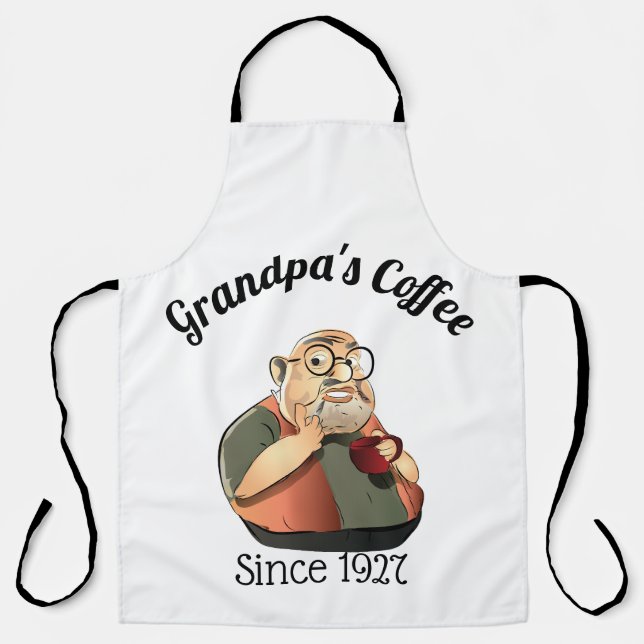 Personalised Grandpa's Coffee Shop Sign Apron (Front)