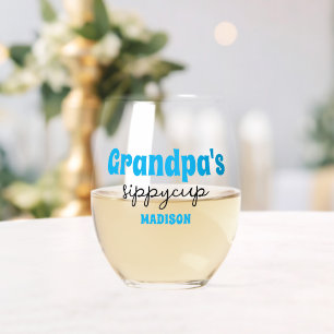Personalised Grandpa's Sippy Cup Stemless Wine Glass