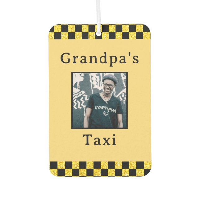 Personalised Grandpa's Taxi Photo Glitter Air Fres Car Air Freshener (Front)
