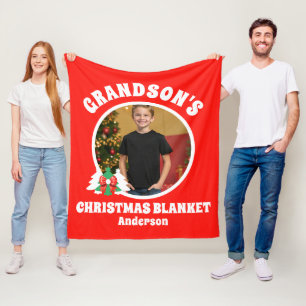 Personalised Grandson's Photo Christmas Fleece Blanket