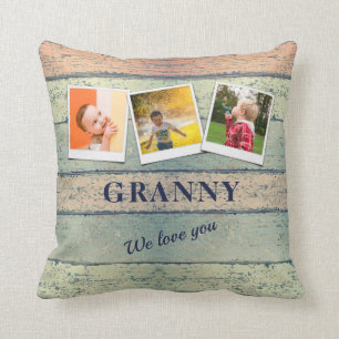 Personalised Granny Grandchildren 3 Photo Collage Cushion