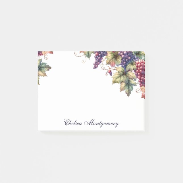 Personalised Grapes and Vines Post-it Notes (Front)