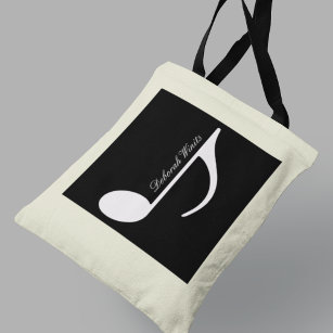 Personalised graphic musical note tote bag
