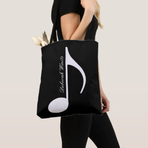 Personalised graphic musical note tote with name bag