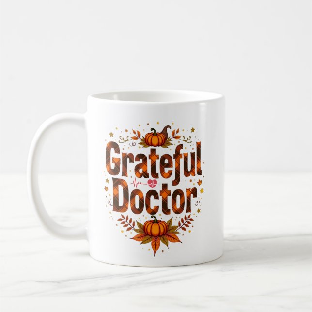 Personalised Grateful Doctor Thanksgiving Coffee Mug (Left)
