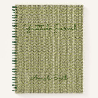 Personalised Gratitude Journal, Green Notebook