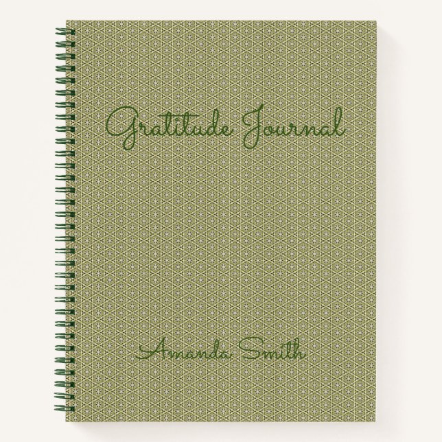 Personalised Gratitude Journal, Green Notebook (Front)