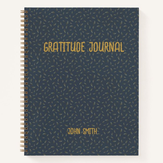 Personalised Gratitude Journal, Grey With Gold  Notebook (Front)