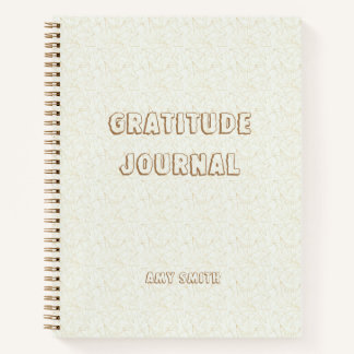 Personalised Gratitude Journal, White with Gold  Notebook
