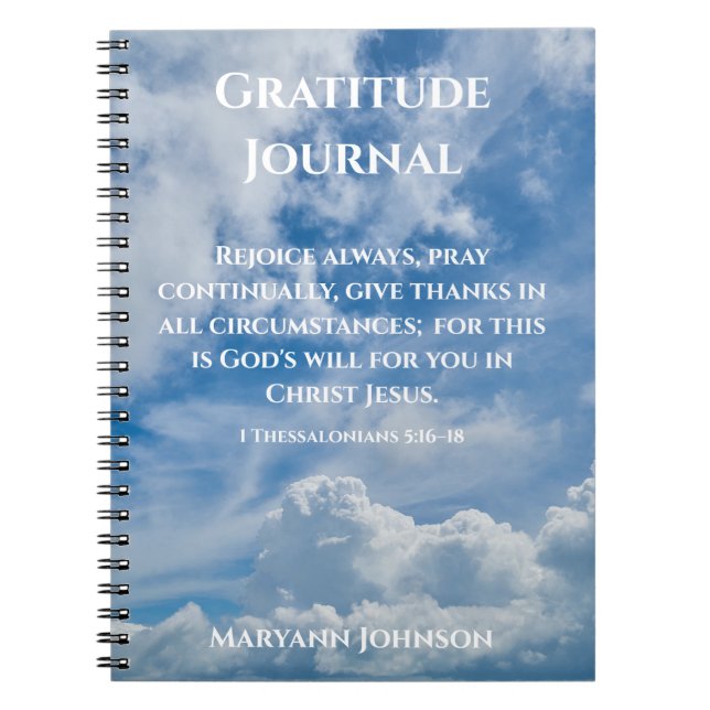 Personalised Gratitude Journal with Blue Sky (Front)