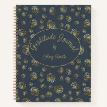 Personalised Gratitude Journal With Gold Flowers