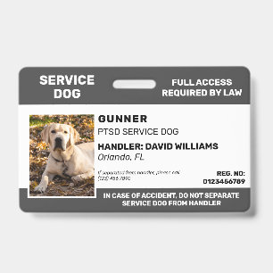 Personalised Gray White Service Dog Photo ID Badge