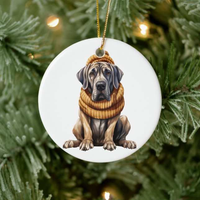 Personalised Great Dane Dog Art Ceramic Ornament (Tree)
