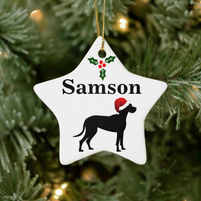 Personalised Great Dane Dog Christmas Ceramic Ornament (Tree)