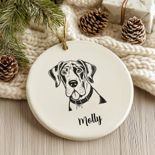 Personalised Great Dane Dog Christmas Ceramic Ornament