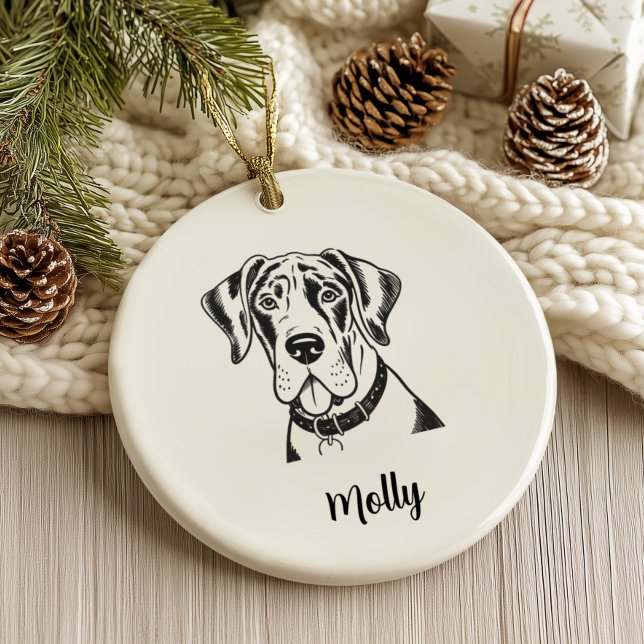 Personalised Great Dane Dog Christmas Ceramic Ornament (Creator Uploaded)