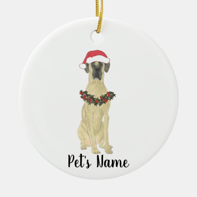 Personalised Great Dane (Fawn) Ceramic Ornament (Front)