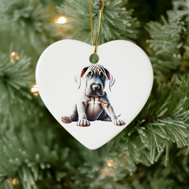 Personalised Great Dane Puppy Ceramic Ornament (Tree)