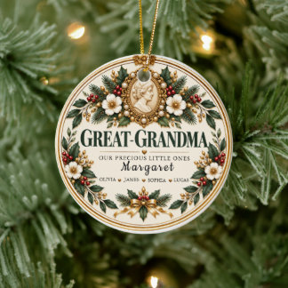 Personalised Great-Grandma Christmas Keepsake Ceramic Ornament