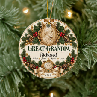 Personalised Great-Grandpa Christmas Keepsake Ceramic Ornament