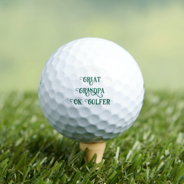 Personalised Great Grandpa Text Green Golf Balls (Insitu Tee)