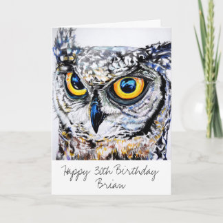 Personalised Great Horned Owl Happy Birthday Age Card