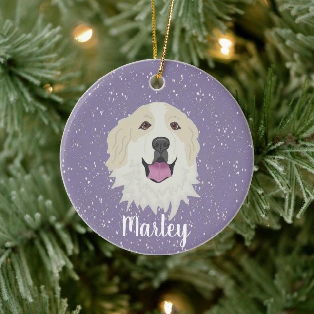 Personalised Great Pyrenees Badger Markings Ceramic Ornament (Tree)