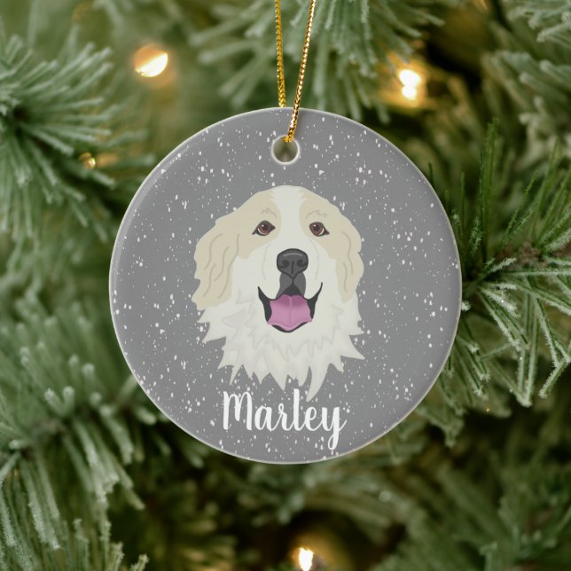 Personalised Great Pyrenees Badger Markings  Ceramic Ornament (Tree)