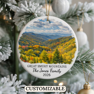 Personalised Great Smoky Mountains, North Carolina Ceramic Ornament