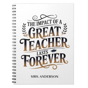 Personalised Great Teacher Lasts Forever Gift Notebook