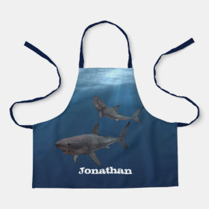 Personalised Great White Shark Ocean Apron