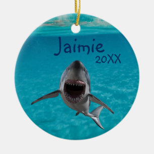 Personalised Great White Shark Ocean Ceramic Ornament